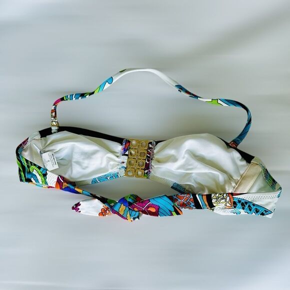 Trina Turk Palma Sola Bandeau Bikini Top Turquoise Size 2 - Picture 6 of 7